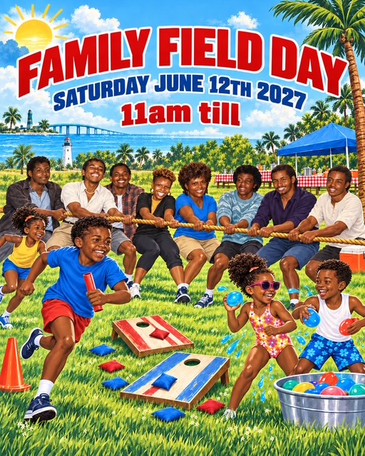 Family Field Day, Saturday June 12, 2027. 11 AM until.